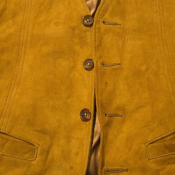 Vintage 1980s LL Bean Pig Suede Leather Work Lined Vest M - Picture 3 of 13